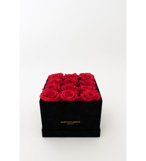Κόκκινα Life Long Τριαντάφυλλα σε μαύρο κουτί